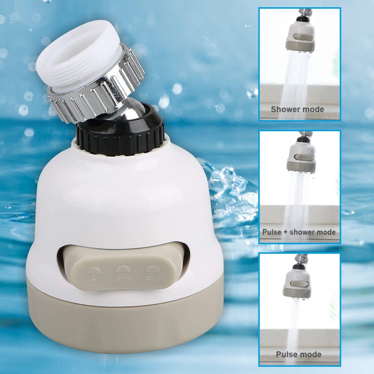 Rotatable Splash Proof 3 Modes Water Saving Nozzle Filter Faucet Sprayer