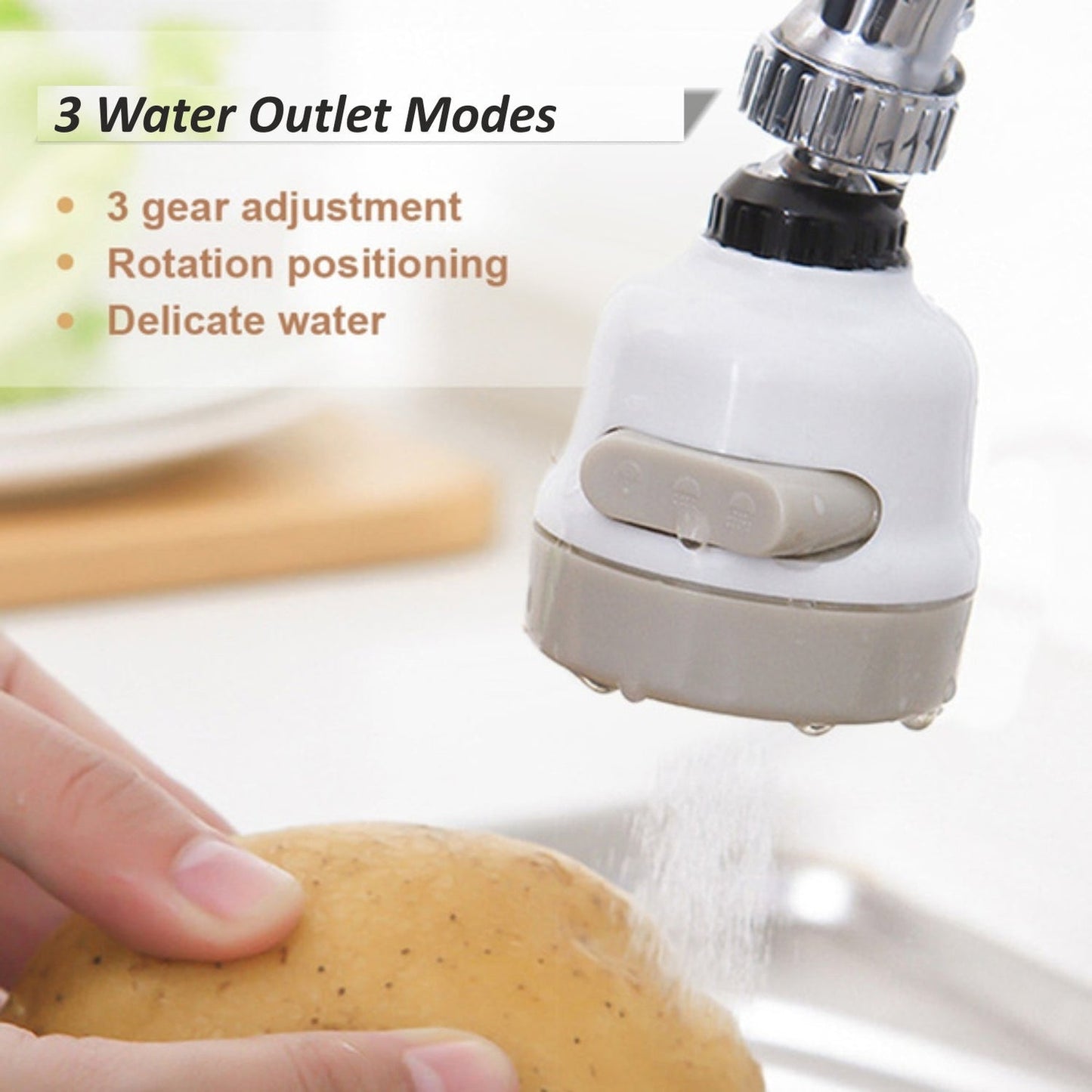 Rotatable Splash Proof 3 Modes Water Saving Nozzle Filter Faucet Sprayer