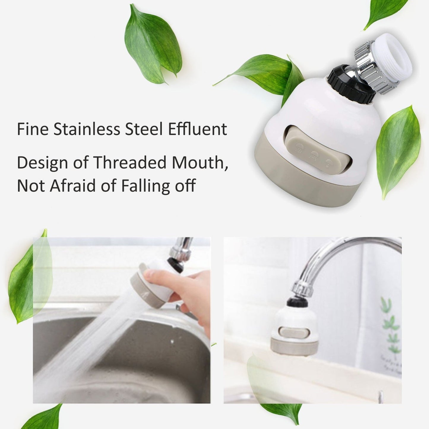 Rotatable Splash Proof 3 Modes Water Saving Nozzle Filter Faucet Sprayer